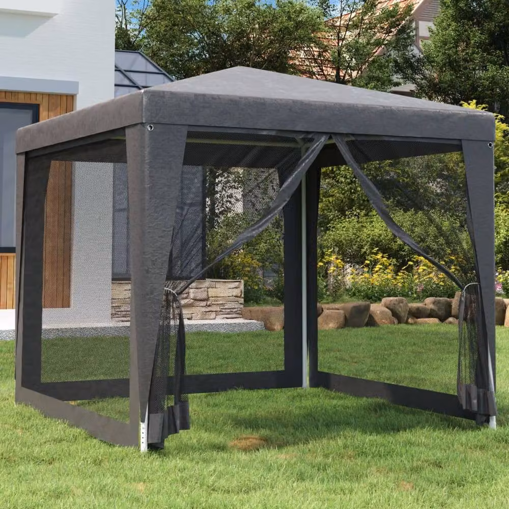 Berkfield Home Party Tent with 4 Mesh Sidewalls, Anthracite and Black, W/D: 2.5 x 2.5 m – 2