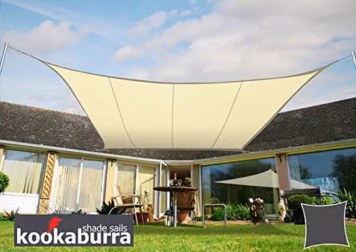 Kookaburra Square Water Resistant Garden Patio Sun Shade Sail Canopy in Beige, W x W: 300 x 300 cm – 2