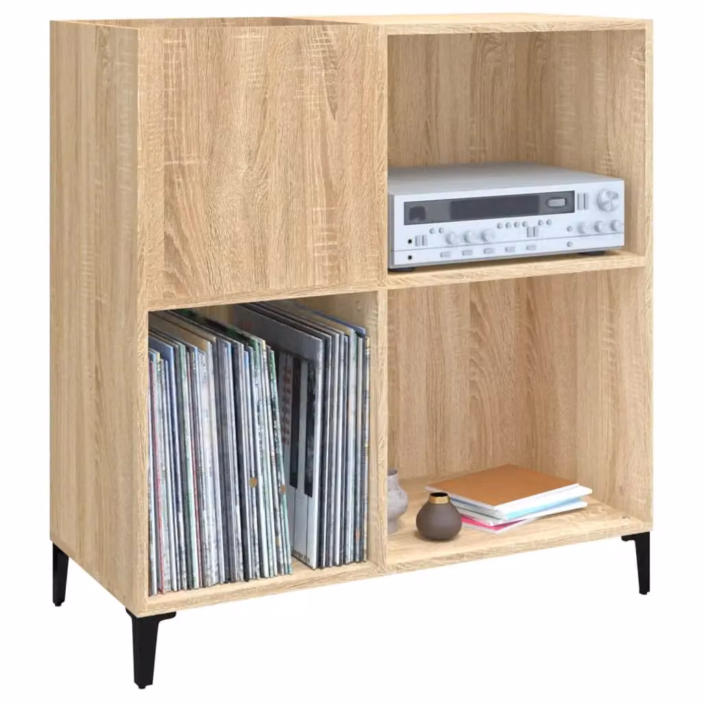 Berkfield Home Record Cabinet in Sonoma Oak and Brown, W: 84.5 cm, D: 38 cm, H: 89 cm – 2