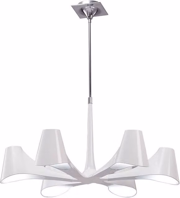 Netlighting Ora Telescopic Semi Flush Ceiling Light in Gloss White and Chrome with 6 E27 Sockets