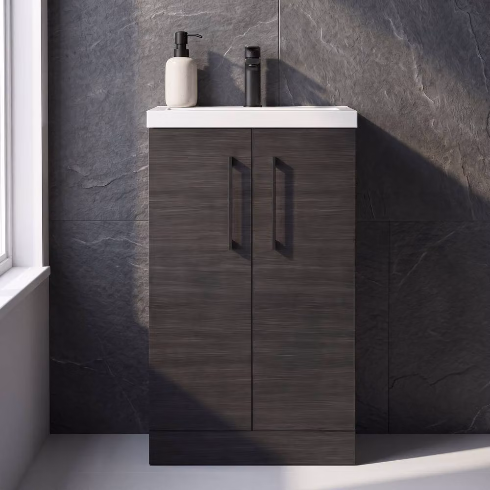 Balterley Modern Freestanding Bathroom Vanity Unit with Basin and LED Lighting in Matt Black, W/D/H: 51 x 36 x 84 cm – 5
