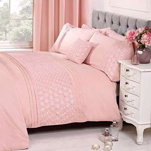 Rapport Home Everdean Floral Polycotton Duvet Cover and Pillowcase Set in Pink, W/D/H: 135 x 200 cm and 50 x 75 cm