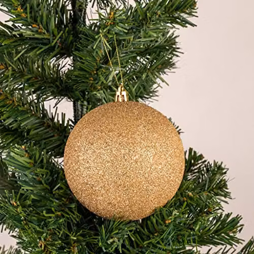 Shatchi 18-Piece Shatterproof Christmas Bauble Set in Gold, 60mm Round Hanging Decorations – 2