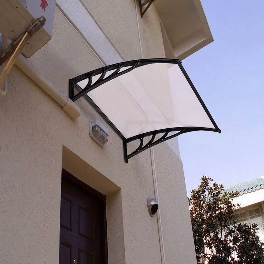 FLAVORA Flat Outdoor Door Canopy Awning in Black, W: 100 cm, D: 80 cm – 4