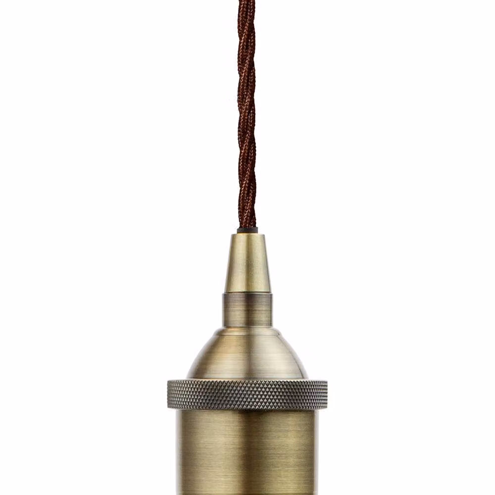SE Home Worcester Pendant Light in French Grey with Antique Brass and Black Twisted Details – 1