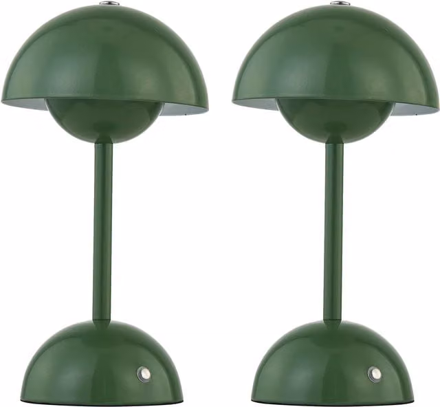 First Choice Lighting Eleanor Sage Green LED Rechargeable Touch Table Lamps Twin Pack – 1