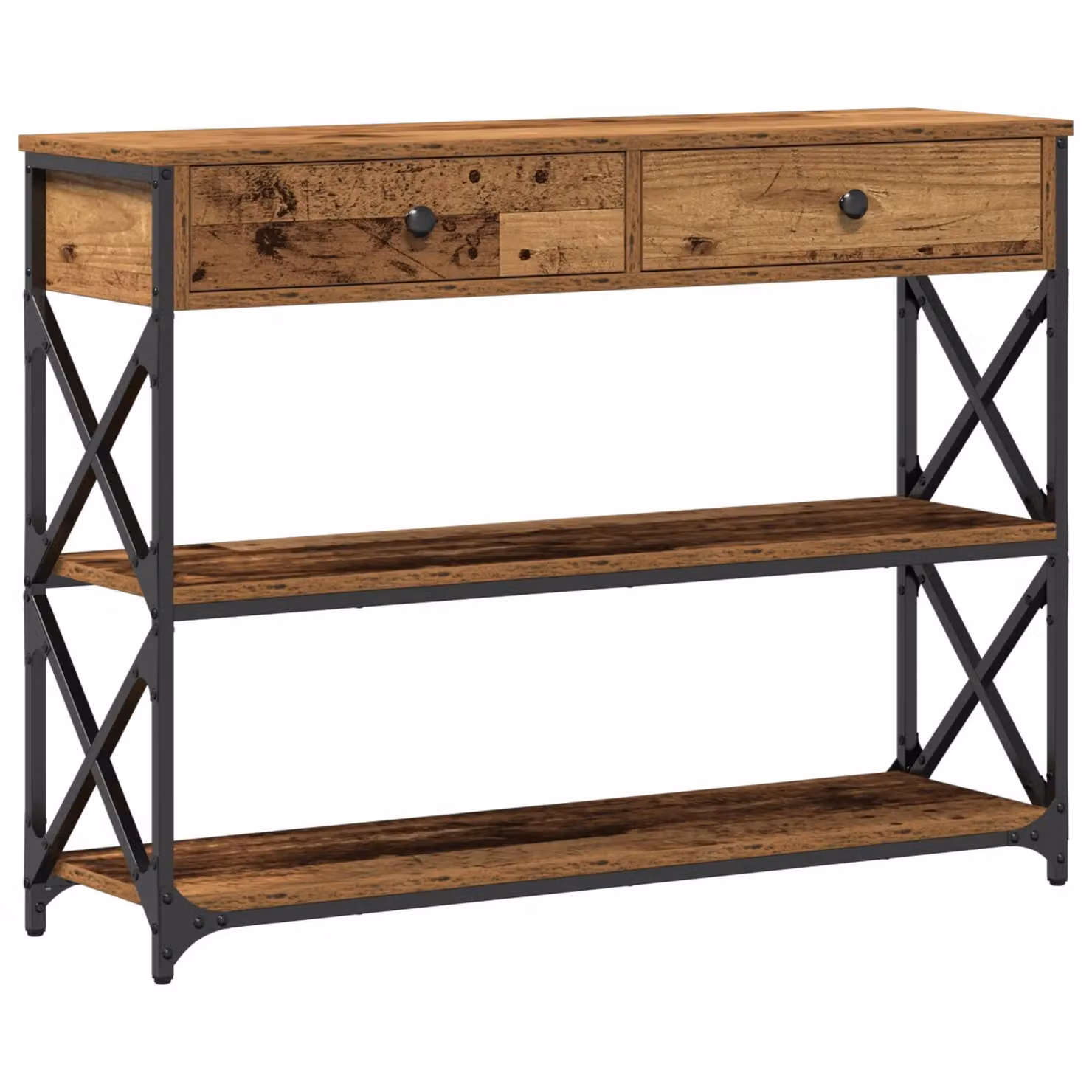 Berkfield Home Industrial Console Table in Brown, Engineered Wood and Steel, W/D/H: 100 x 28 x 75 cm – 2