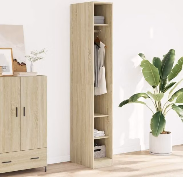 Berkfield Home Sonoma Oak Wardrobe in Brown, W/D/H: 30 x 50 x 200 cm