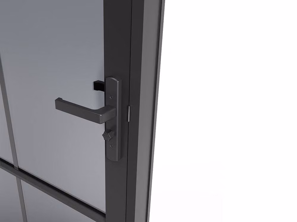 Vente-unique Reversible Swing Door in Black Aluminium and Smoked Tempered Glass, H: 204 cm x W: 83 cm – 4