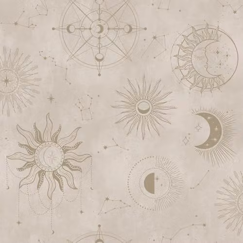 Holden Decor Cosmic Night Sky Celestial Themed Gold Wallpaper for Childrens Bedrooms and Nurseries