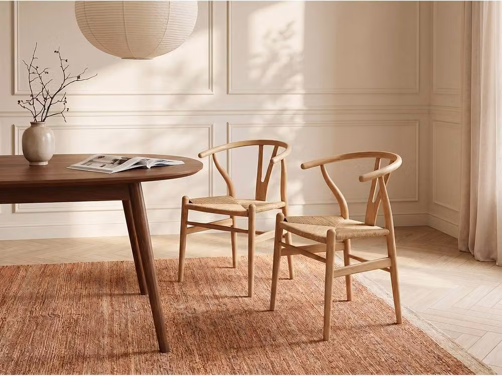 Vente-unique POGIANA Set of 6 Teak and Wicker Dining Chairs in Light Oak – 2