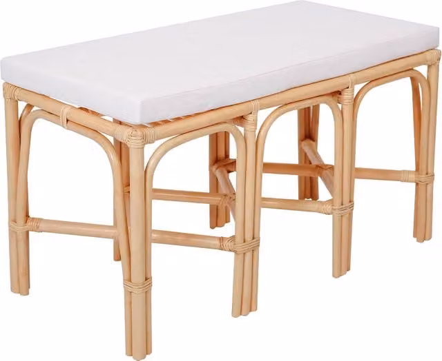 Nordlys Scandinavian Rattan Bench in Brown and Beige