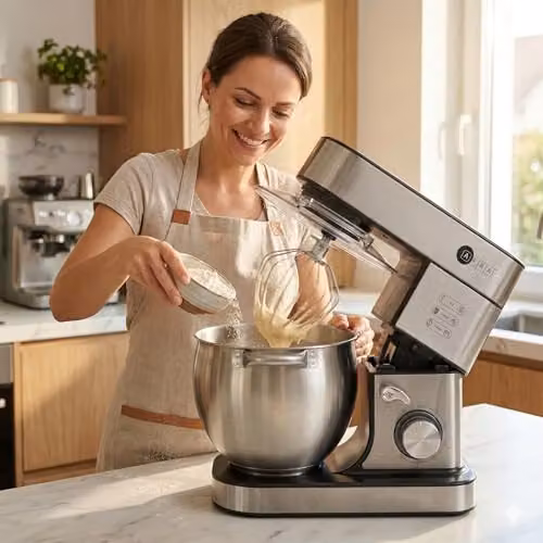 AFRA 2000W 8L Stand Mixer in Silver with 6 Speeds, Pulse Function and Stainless Steel Bowl – 7