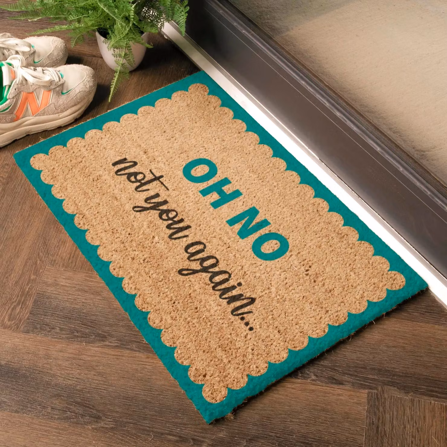Artsy Mats Oh No Not You Again Blue Scallop Doormat in Brown, W: 60 cm, D: 40 cm – 2