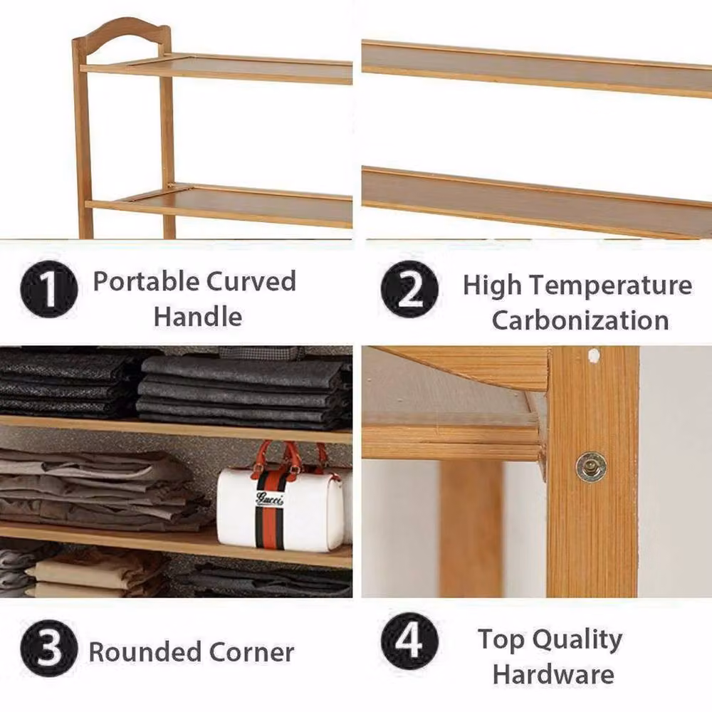 FORGEVIO 5 Tier Bamboo Shoe Rack in Natural, W/D/H: 70 x 24 x 86 cm – 2