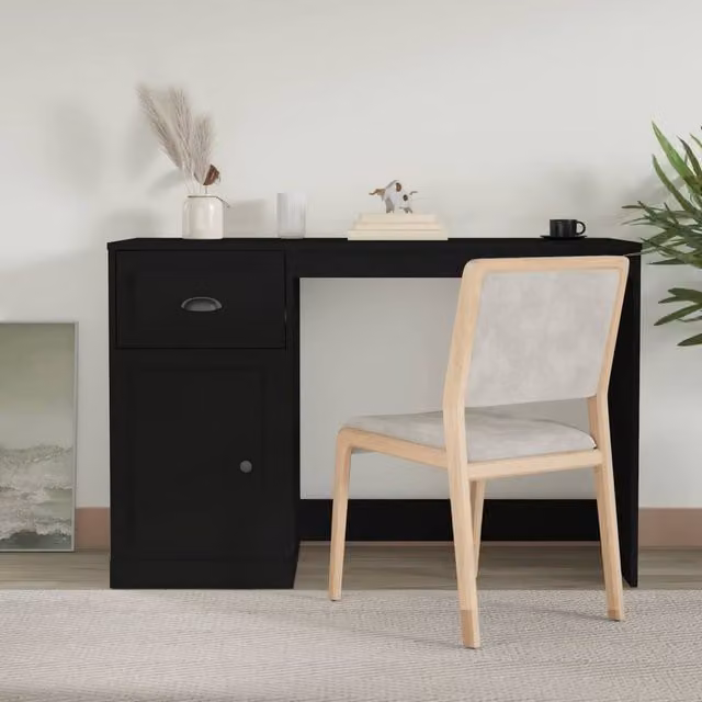 Berkfield Home Elegant Modern Writing Desk in Black, W/D/H: 115 x 50 x 75 cm