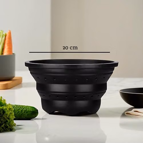 Orsina Black Collapsible Silicone and Metal Colander and Food Steamer – 3