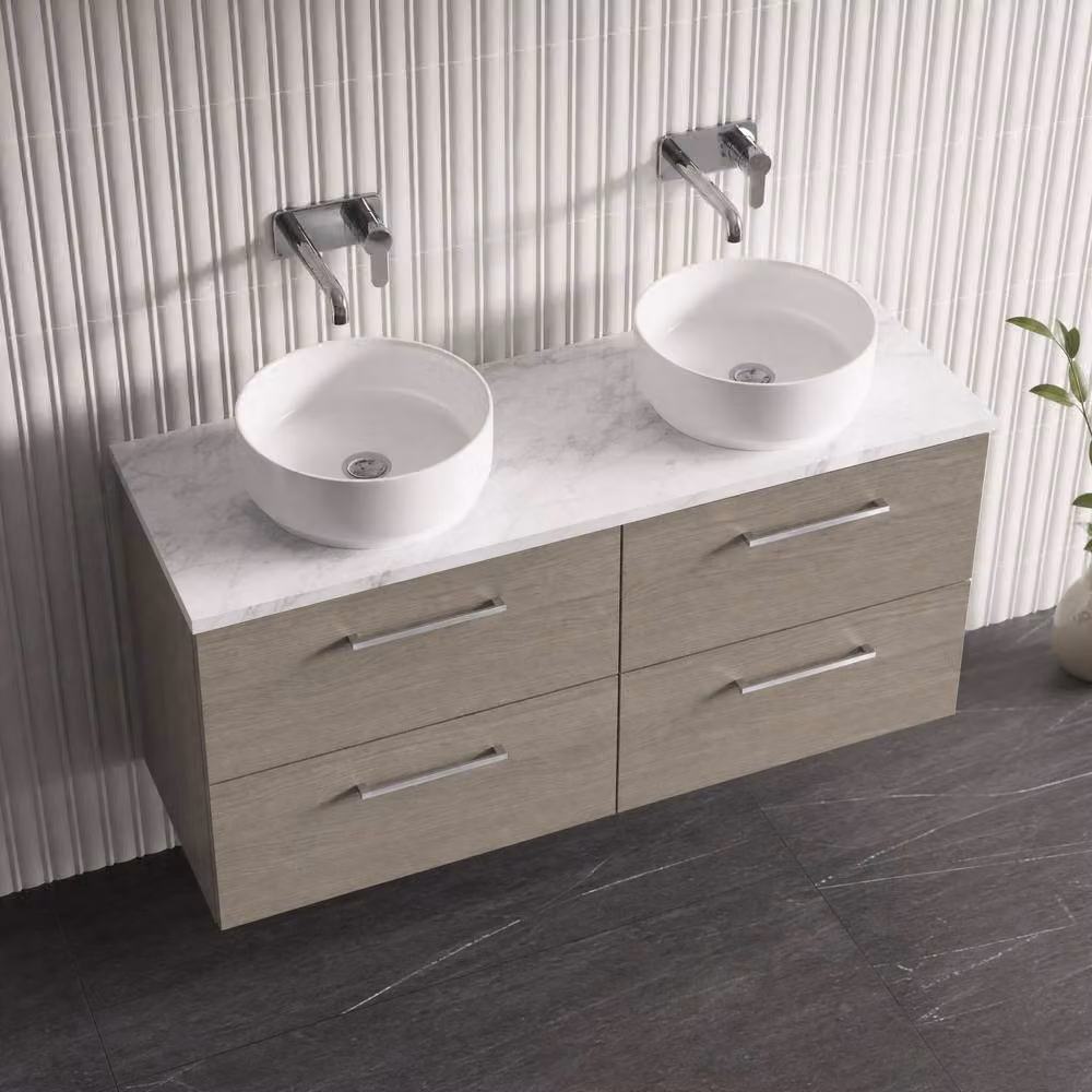 Balterley Solace Oak 1200mm Wall Hung 4 Drawer Bathroom Unit with Laminate Worktop in Brown – 3