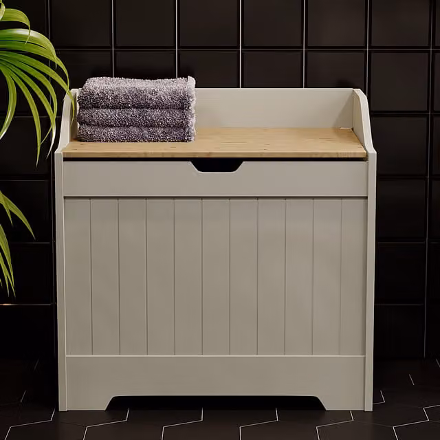 Priano Modern Grey Wood Laundry Chest