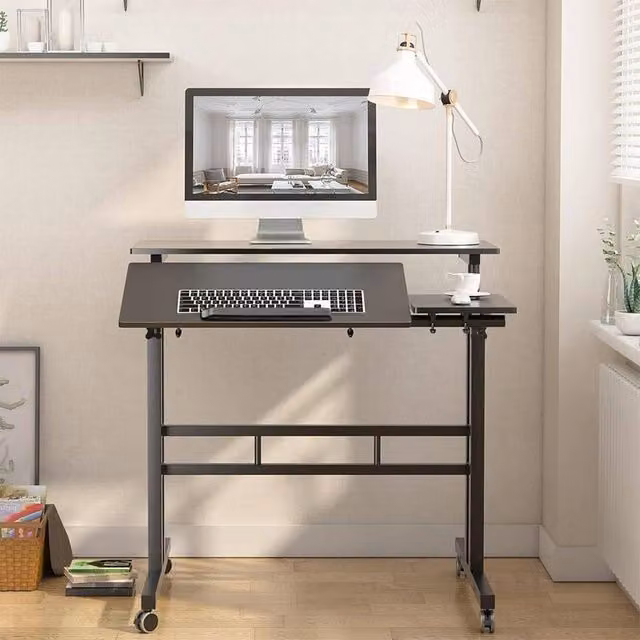 London Boutique Height Adjustable Mobile Standing Desk in Black – 1