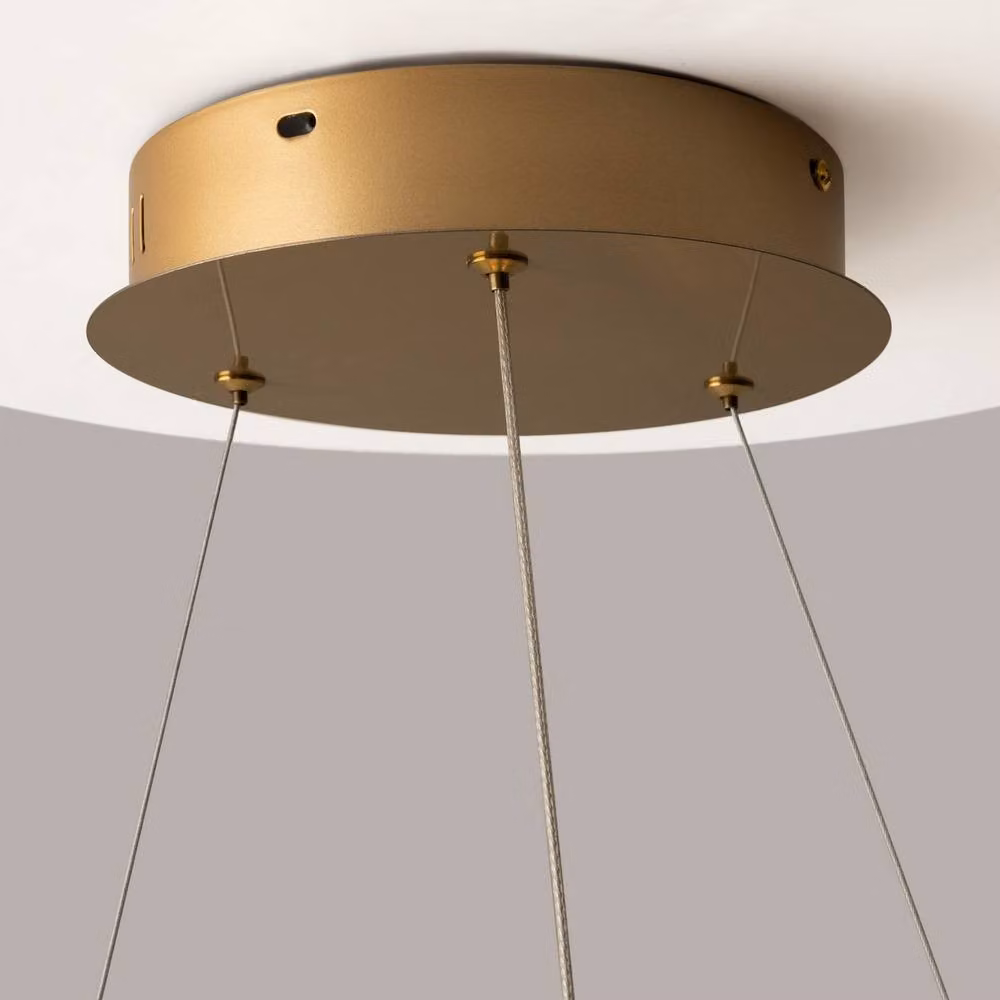 Netlighting Krone Swirl Modern LED Pendant Light with Crystal Shade in Gold and Brass, 3000K, 3300lm – 3