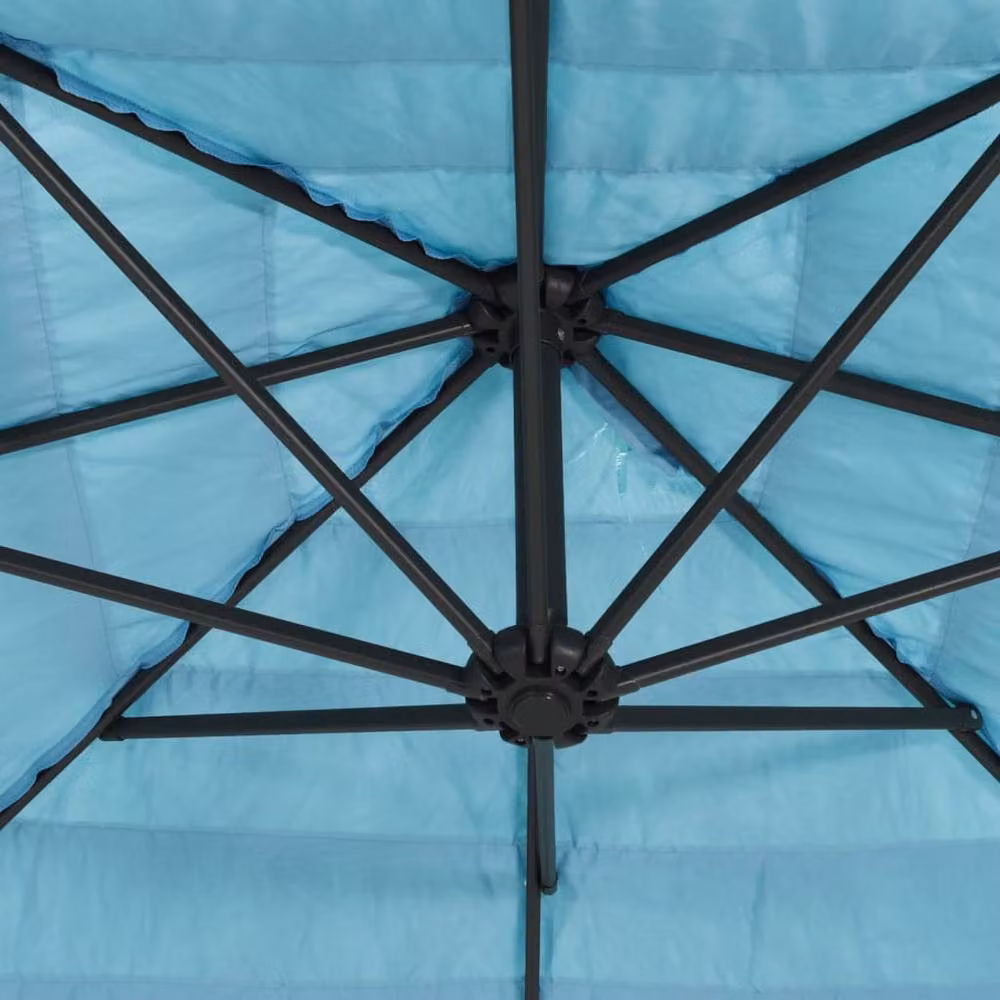 Berkfield Home Durable Garden Parasol with Steel Pole, Blue, W: 388 cm, D: 388 cm, H: 248 cm – 3