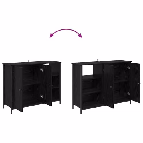 vidaXL Modern Black Sideboard in Matt Black MDF, W/D/H: 100 x 33 x 75 cm – 4
