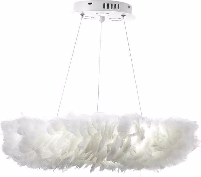 Garden Sanctuary Chic Feather 6-Light Suspended Pendant Light in White, W/D/H: 50 x 50 x 120 cm