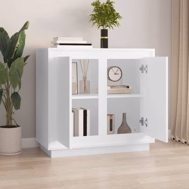 Berkfield Home White Matt MDF Sideboard W: 80 cm, D: 34 cm, H: 75 cm – 1