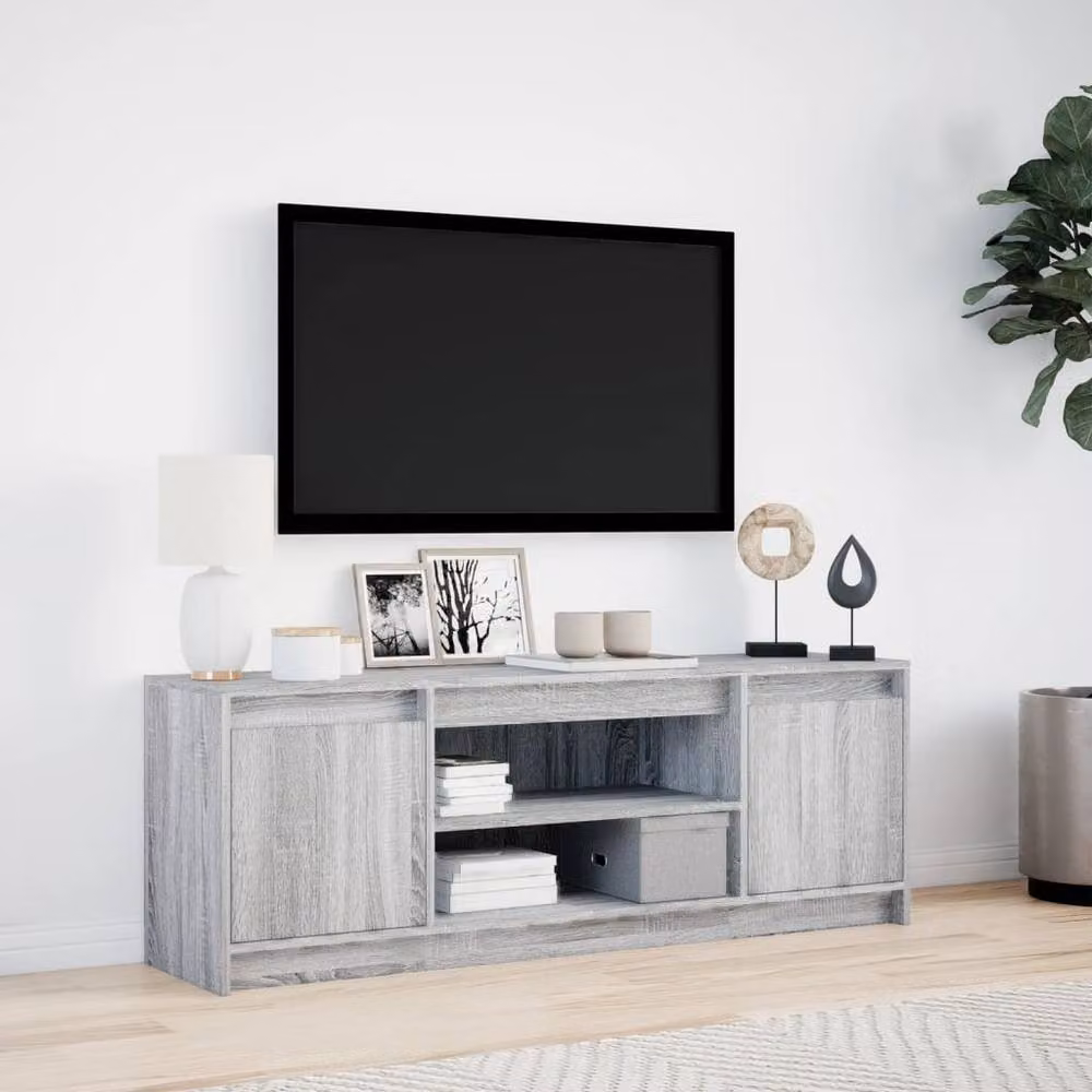 Berkfield Home Modern LED TV Cabinet in Grey Sonoma, W: 139.5 cm, D: 34 cm, H: 50 cm – 3