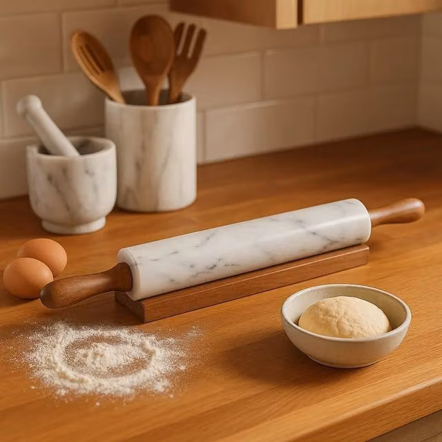 Orsina Pink and White Silicone Marble and Wood Trivet