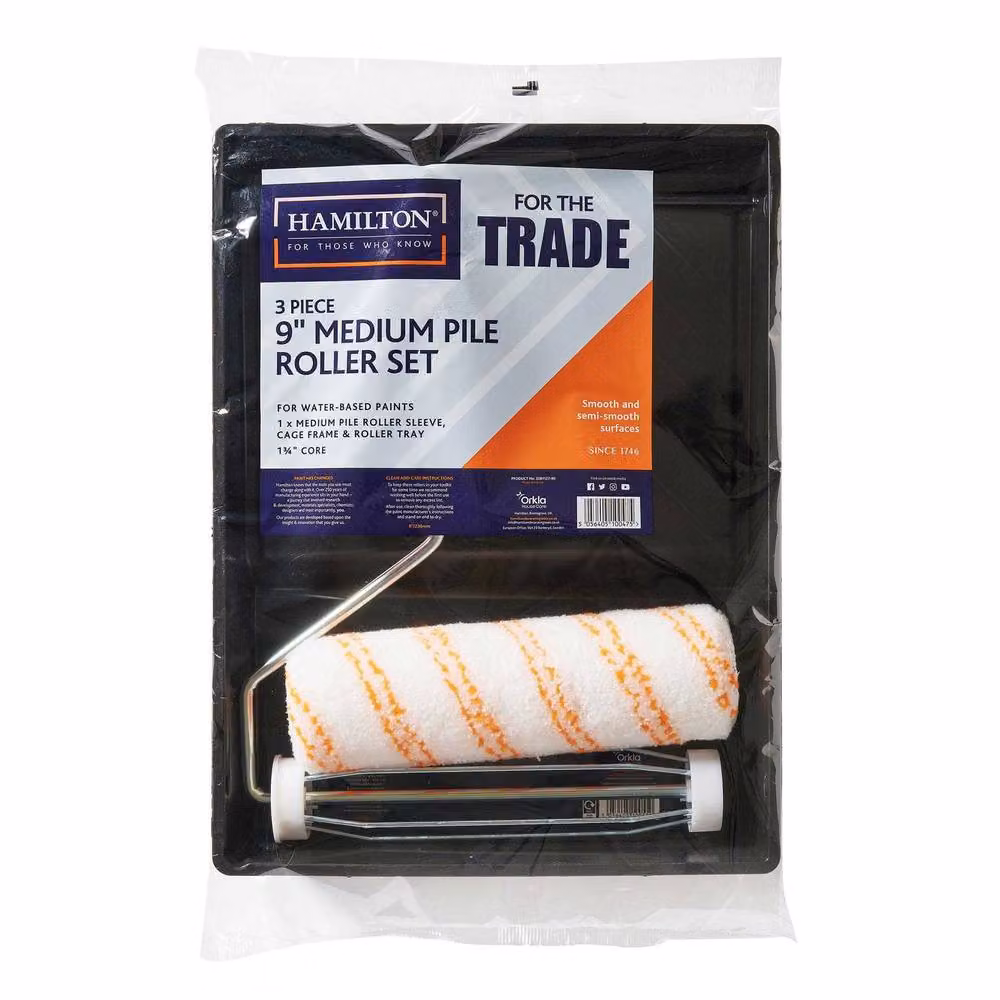 Hamilton For The Trade Medium Pile Paint Roller Refill Sleeve with Frame, Orange – 3