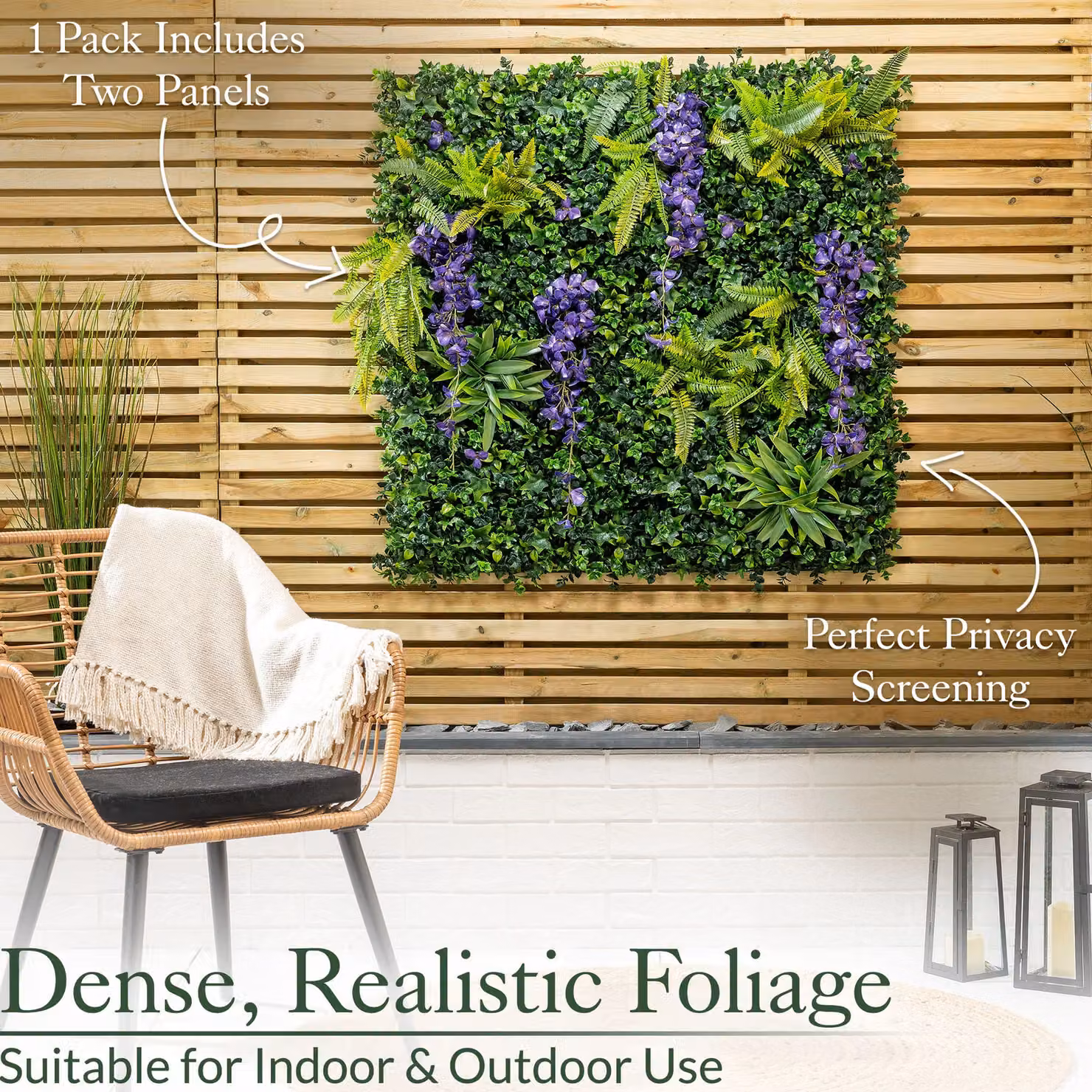 Christow Artificial Wisteria Living Wall Panels in Green and Purple, 100 x 100 cm – 4