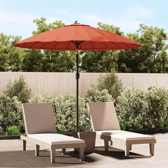 Berkfield Home Garden Parasol with Aluminium Pole, Terracotta Brown, Diameter: 270 cm