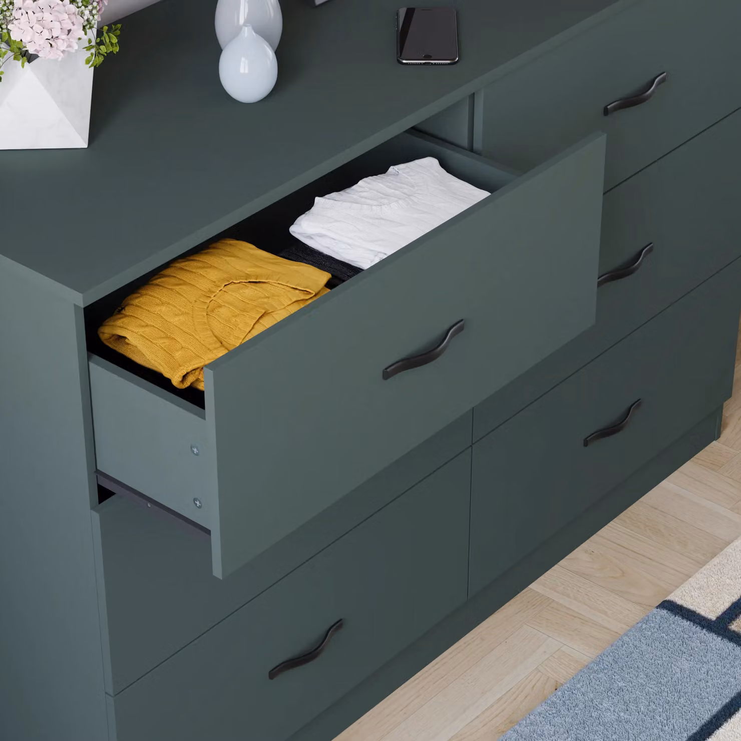 Vida Designs Riano 6 Drawer Chest of Drawers in Green – 3