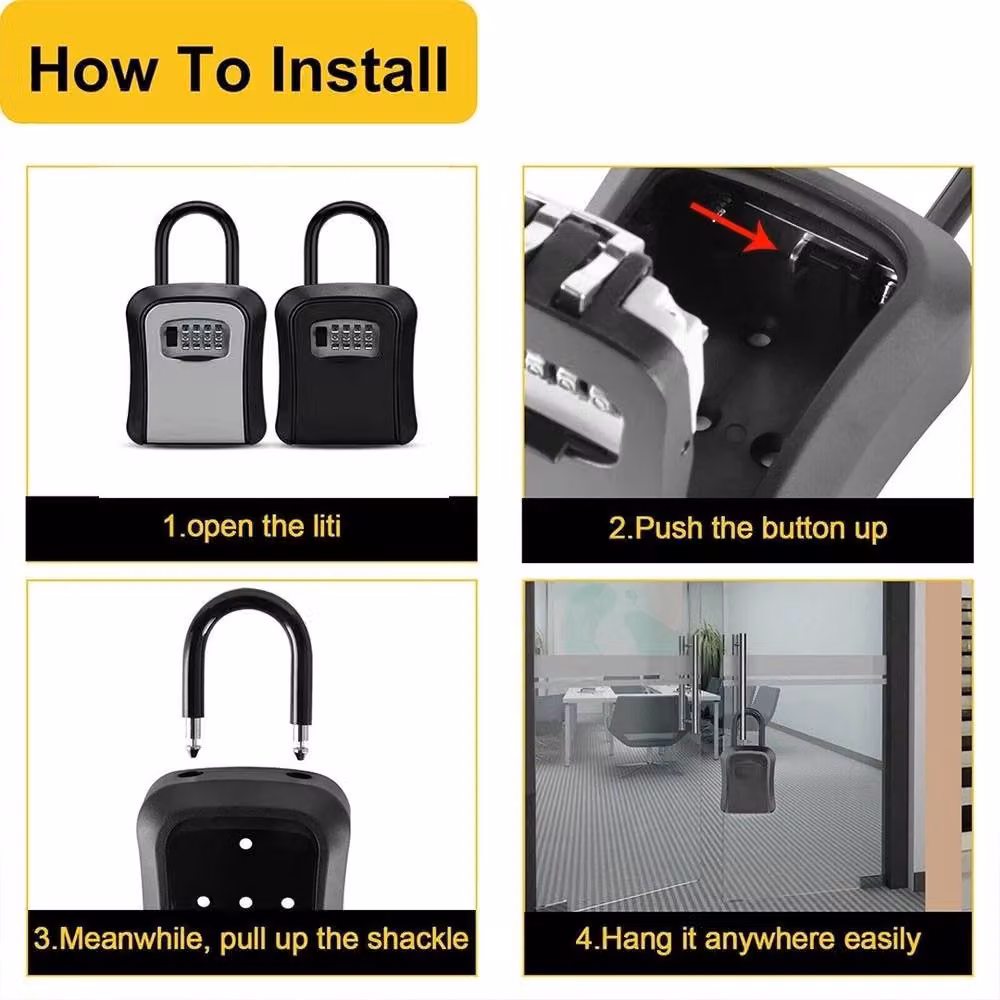 Kelvenix Grey Outdoor High Security Wall Hanging Combination Key Safe Box Steel – 5