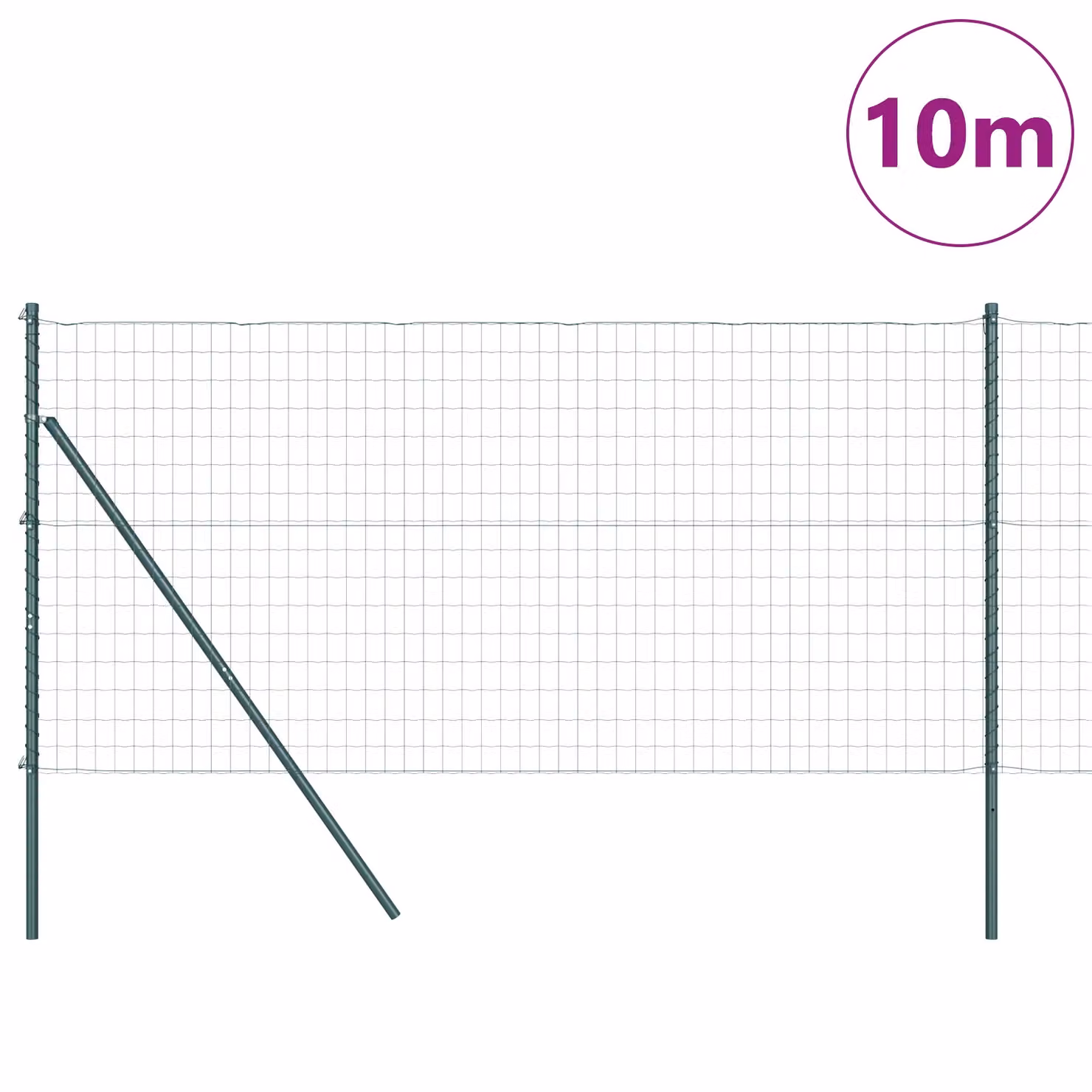 Berkfield Home Euro Fence with 7 Posts, Galvanised Steel, Green and Silver, W: 10 m, H: 1.2 m – 2