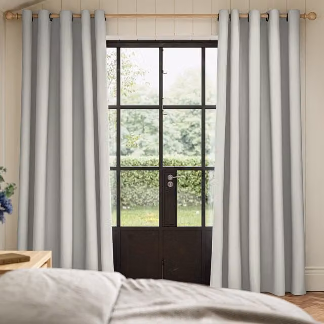Ante Decor Lusso No Joins Made To Measure Blackout Chenille Eyelet Curtains in White