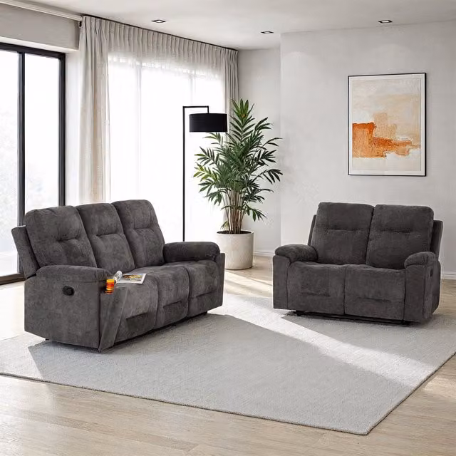 Seconique Guildford 3 Seater and 2 Seater Recliner Suite in Grey