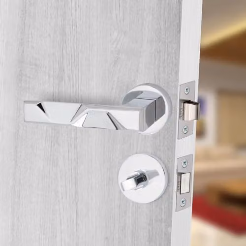 Golden Grace Bathroom Door Handle Set in Polished Chrome – 2