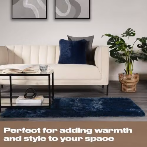Sienna Modern Shaggy Runner Rug, Navy Blue, W/D/H: 60 x 150 x 1 cm – 6
