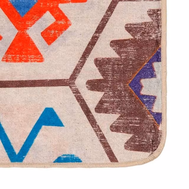 Berkfield Home Washable Multicolour Ethnic Boho Rug with Anti Slip and Sound Absorbing Properties W: 80 cm, L: 300 cm