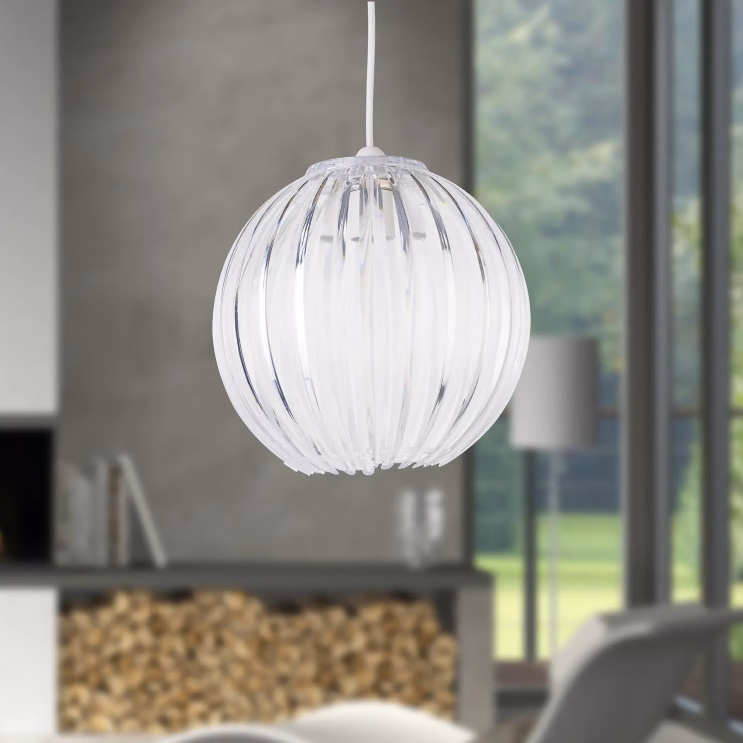 First Choice Lighting Craw Set of 2 Transparent Clear Acrylic Sphere Pendant Shades – 2