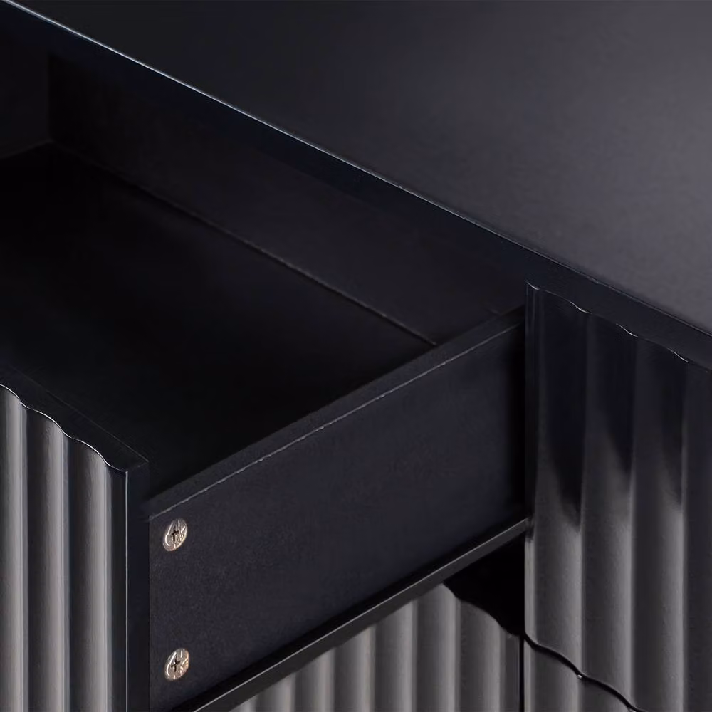 Wyld and Coco 6-Drawer Black Fluted Chest with Metal Legs – 4