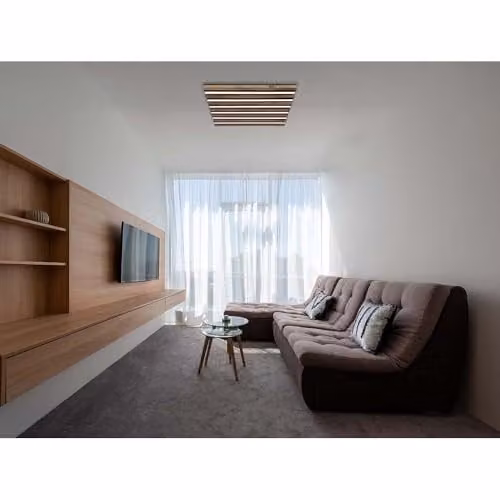 Globo Lighting Modern Square LED Ceiling Light in Black and Brown Wood – 2