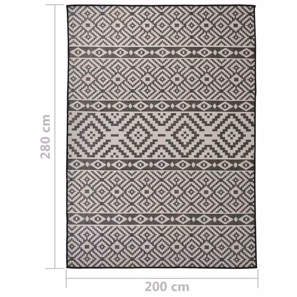 Berkfield Home Outdoor Flatweave Striped Rug in Black, W/D: 200 x 280 cm – 6