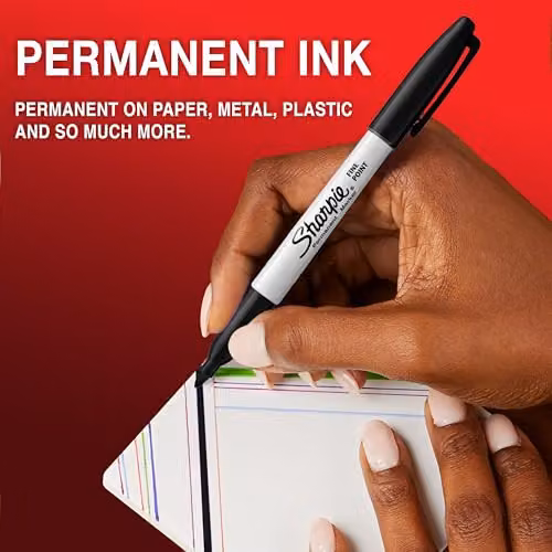 Sharpie Permanent Markers with Fine Point and Black Ink, Pack of 12 – 2