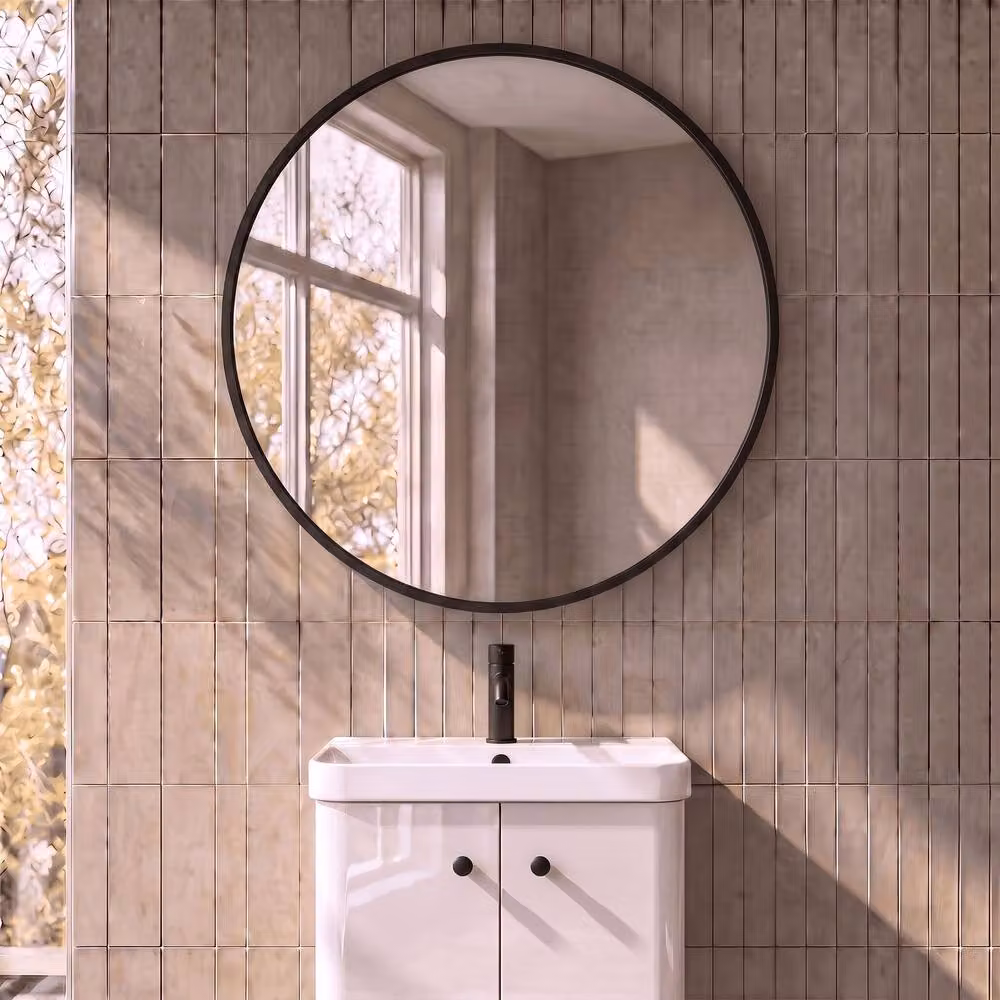 Balterley Round Black Wall Bathroom Mirror, Diameter: 80 cm – 2