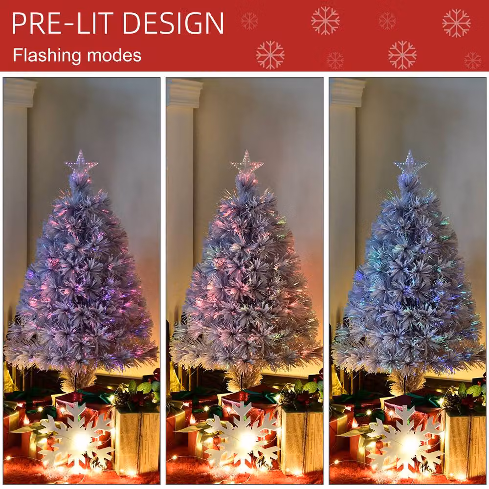 STILVORA White Tabletop Christmas Tree with Multicolour Fibre Optic Lights – 3