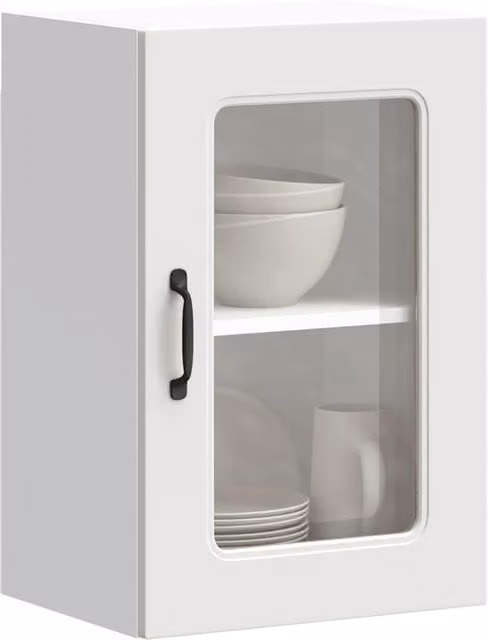Berkfield Home Kalmar White Modern Wall Mounted Kitchen Cabinet with Matt MDF and Glass Doors